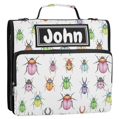 Cute Tiny Animals Print Custom Zipper Binder Bag 3 Ring with Shoulder Strap & Handle Personalized Binder Bag Expandable File Folder for School - color: Multi-cute Tiny Animals