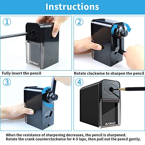 AFMAT Long Point Pencil Sharpener, 8-20mm Long Pencil Nibs, Self-Feed & Adjustable Pencil Sharpness, Artist Pencil Sharpener Manual for φ6-8.2mm Charcoal/Art/Drawing/Sketching/Colored Pencils PS10