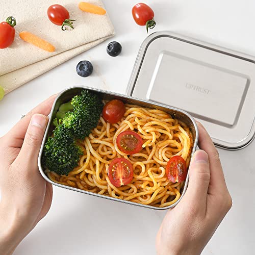 UPTRUST Stainless Steel Lunch Box, 800ML/27oz, Metal Bento Boxes with Lockable Clips t, Adjustable Divider included, Metal Lunch box for Travel & Work - size: 800 ML - 2-Compartment