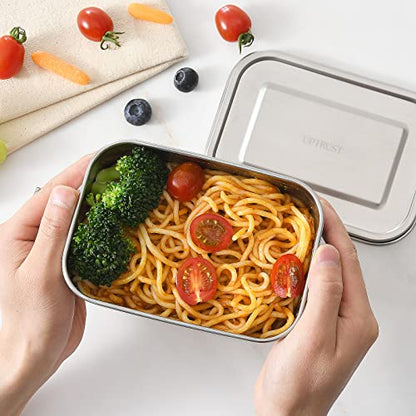UPTRUST Stainless Steel Lunch Box, 800ML/27oz, Metal Bento Boxes with Lockable Clips t, Adjustable Divider included, Metal Lunch box for Travel & Work - size: 800 ML - 2-Compartment