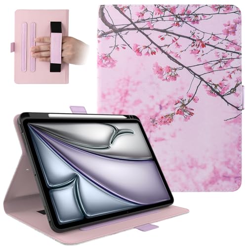 Dteck for iPad Air 13-inch, Premium PU Leather Folio Stand Cover with Pencil Holder Auto Wake/Sleep Protective Case, Pink Cherry - color: 01 Pink Cherry