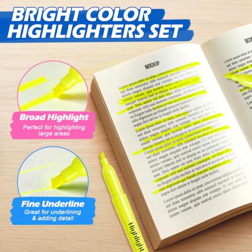 72 Count Yellow Highlighters Bulk, Chisel Tip, No Bleed Fluorescent Highlighter Pens, Back to School Supplies, Teachers, Office, Classroom Must Have - color: Yellow