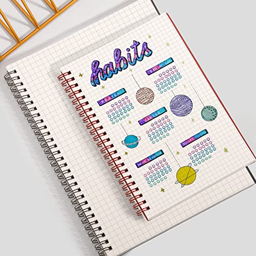 EMSHOI Graph Grid Journal Notebook, 2 Pack, 320 Pages, B5 (7.4" x 10") | 100 GSM Thick Paper, Flexible Plastic Cover, Spiral-bound, for School, Student, Note Taking, Math, Engineering (Brown & Red) - color: Brown Red, style: B5-Graph
