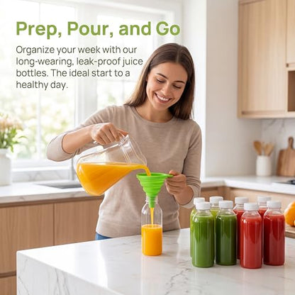 EONJOE 12pk 12oz Dishwasher Safe Plastic Bottles, BPA-Free for Juice & Milk | Durable food-grade PP5 bottles. Dishwasher & freezer safe, heat-resistant for hot or cold drinks, leak-proof caps. - color: 12pcs-12oz