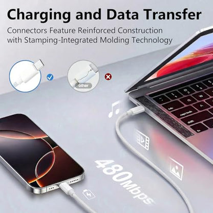 USB C to C Charger Cable, 60W, 3FT, 2-Pack, Gray | Fast Charging, Braided Nylon, for iPhone 17/16/15, MacBook iPad, Galaxy S25/S24 - color: Gray, size: 3FT+3FT