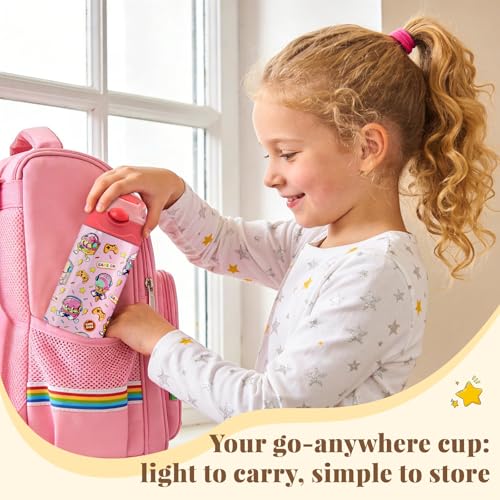 12oz Kids Tumbler with Straw, Water Bottle for Girls, Pink Insulated Cup with Lid, Leak-Proof Stainless Steel Travel Cup, Donut Pattern Gift for Girls (Sweet Donut) - color: Sweet Donut