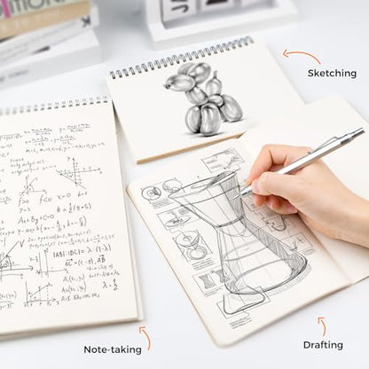 Four Candies 2PCS 0.5mm & 0.7 mm Metal Mechanical Pencils Set, 360PCS Lead Refills, 12 Erasers, Cool Lead Pencil with Case for School Writing, Sketching, Technical Work, Art Projects, Silver - color: Silver