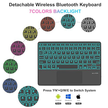 IVEOPPE Keyboard Case for Xiaomi Pad 8/8 Pro/Pad 7/7 Pro 11.2 Inch Trackpad | 7 Color Backlit, Magnetic Detachable Wireless Bluetooth Keyboard, Multi-Touch Trackpad, Stain Resistant Cover, Rechargeable - color: Black (Backlit Keyboard)