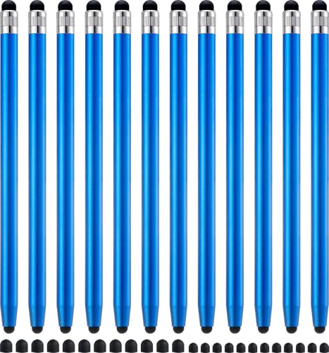 LINFANC 12Pcs Blue Stylus Pen for Touchscreen, 2-in-1 Stylus Pen for iPad | High Precision & Sensitivity, Aluminum Body, Suitable for iPad iPhone Android Smartphone Tablet Switch and All Touch Screens - color: 12 Blue