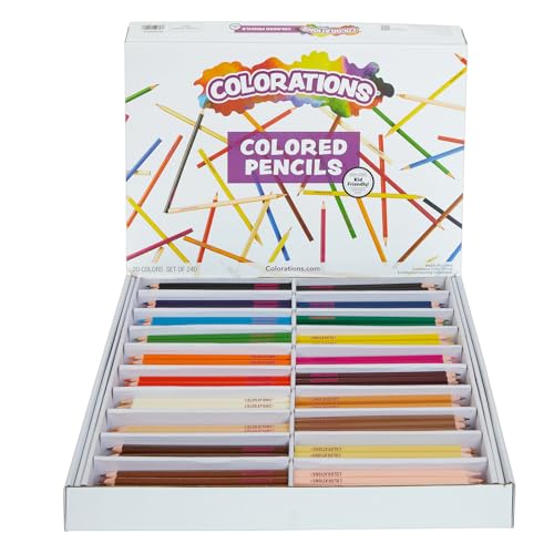 Colorations Classroom Pack Colored Pencils, Set of 240 | Bulk Arts & Crafts Supplies, Ages 3+, Classroom Essentials - style: Regular - 20 Colors