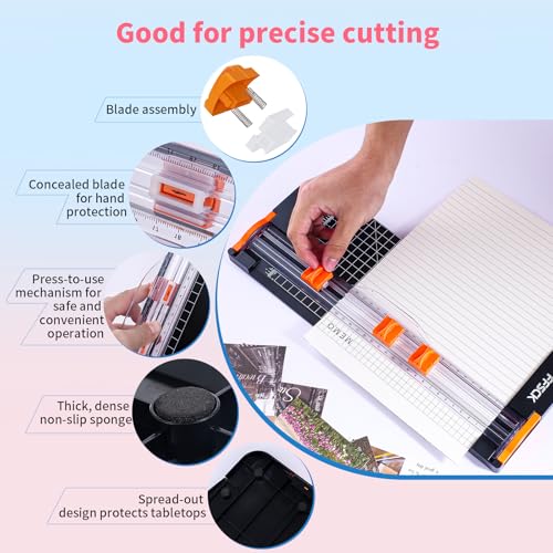 A4 Black Paper Cutter Slider 12 Inch Titanium Straight Paper Trimmer, Paper Cutter for Classroom Scrapbooking Cutter, Papercraft Supplies - color: Black