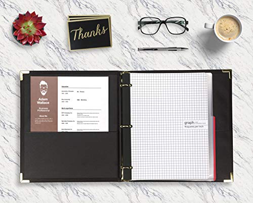 Samsill Classic Collection Leather 3 Ring Binder, Executive Presentation Portfolio, 1.5 Inch (Holds 325 Sheets), Brass Round Ring, Black - color: Black, size: 1.5 Inch, style: Classic