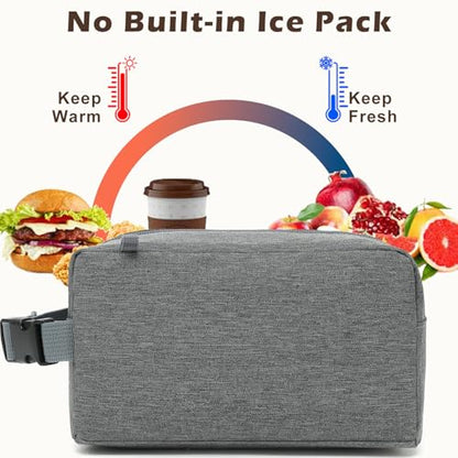FlowFly Small Insulated Lunch box Portable Soft Bag Mini Cooler Thermal Meal Tote Kit with Buckle for Work, GreyWithBuckle - color: GreyWithBuckle