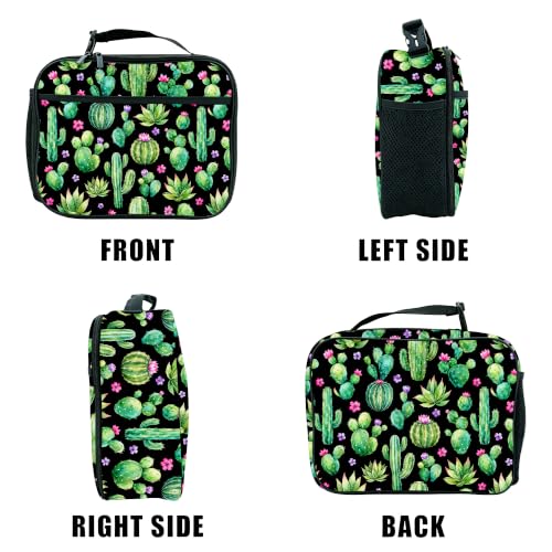 Cactus Lunch Box Insulated Reusable Lunch Bag Tote Cooler for Women Men Boy Girl School Work Office Picnic - color: Cactus