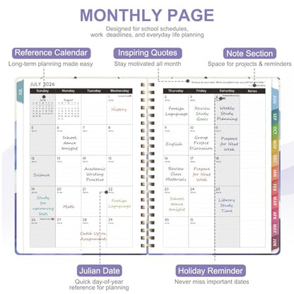 Planner 2026-2027, Weekly and Monthly Academic Year Calendar Planner, July 2026 - June 2027, Daily Agenda Book for Office School Supplies, Letter Size(8.5'' x 11'') - color: 2607-Mountain Flight, size: 8.5"x11"(Jul 2026-Jun 2027)