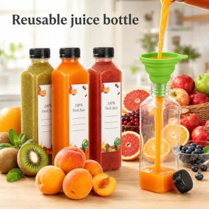 OBKJJ 80pcs 24oz Pcs Juice Bottles, Juice Bottle with Caps Reusable Empty Clear Bottles with Label, Funnel, Brush Bulk Beverage Containers for Juicing, Drinking, Smoothie and Other Beverages (24oz) - size: 24 Ounces