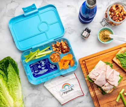 Yumbox Tapas Leakproof Bento Box, 5 Compartments, Antibes Blue | Large Capacity Design | Removable Compartment Tray | Easy-Open Single Latch | Ideal for Teens & Adults | Dishwasher-Safe Tray - color: Antibes Blue