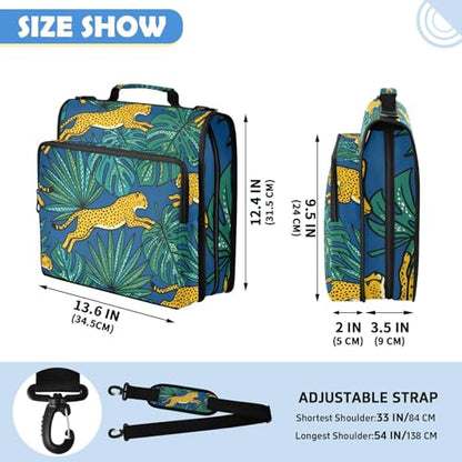 Cheetahs 2inch 3 Ring Zipper Binder Multi-Pocket Storage Holds 14 Inch Laptop for Students and Office Use - color: Cheetahs