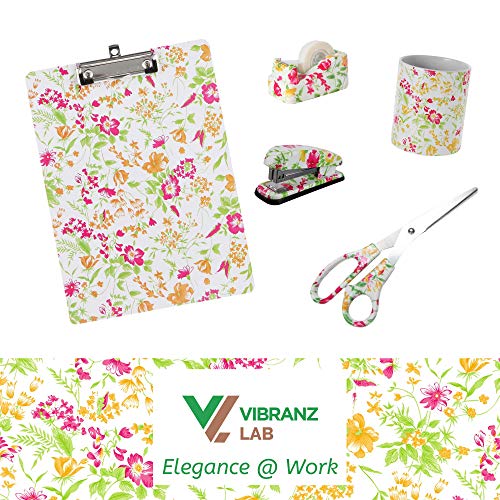 VIBRANZ-LAB Cute Tape Dispenser Desk Cute Home Office Desk Supplies Fun Desk Accessories Floral Tape Dispenser Cute Office Supplies for Women Desk Weighted Non-Skid Non-Slip Base Tape Dispensers