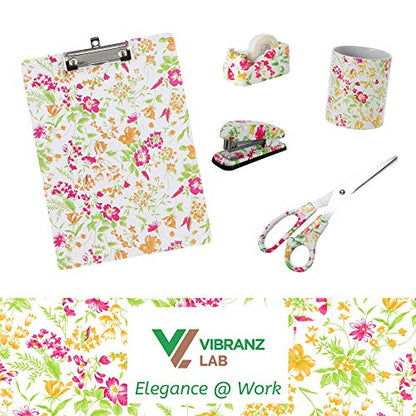 VIBRANZ-LAB Cute Tape Dispenser Desk Cute Home Office Desk Supplies Fun Desk Accessories Floral Tape Dispenser Cute Office Supplies for Women Desk Weighted Non-Skid Non-Slip Base Tape Dispensers