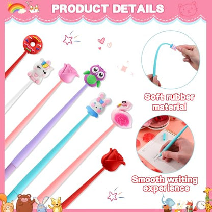 40pcs Valentine’s Day Wiggle Pens With Animal&Heart Shapes Bulk Gifts for Kids Students Coworkers Cute Pens for Classroom Prizes Birthday Party Favors Goodie Bags Stuffers.