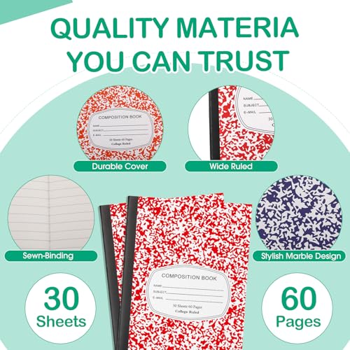 Fainne 100 Pack College Ruled Composition Notebooks A5,Multicolor - color: Multicolor