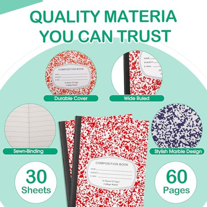 Fainne 100 Pack College Ruled Composition Notebooks A5,Multicolor - color: Multicolor