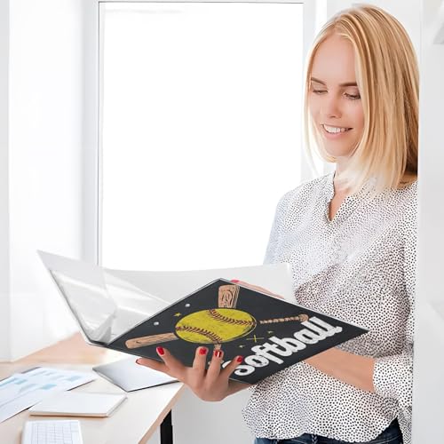 Custom 3 Ring Binder Softball 1.5" Round Ring Binders Personalized Name View Binder with 200 Sheet for School Supplies Women Men Office, 1 Pack - color: Custom Softball