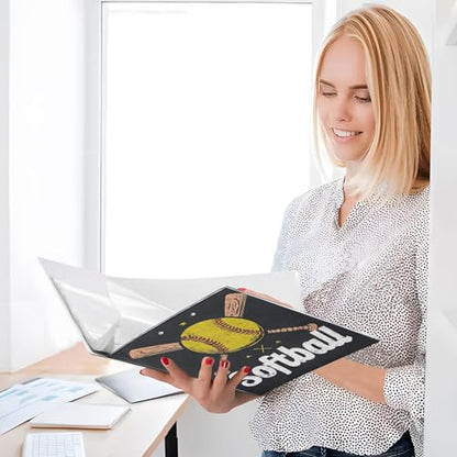 Custom 3 Ring Binder Softball 1.5" Round Ring Binders Personalized Name View Binder with 200 Sheet for School Supplies Women Men Office, 1 Pack - color: Custom Softball