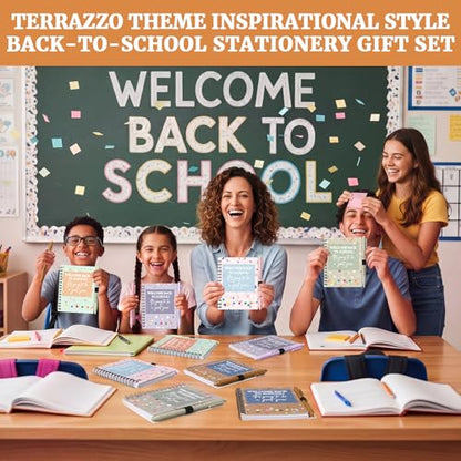 Dunzoom 40 Pcs Welcome Back to School Gifts Bulk Spiral Notebooks with Sticky Notes Motivational Pens First Day of School Notepads Party Favor for Teacher Student Classroom(Rainbow,Pastel) - style: Rainbow