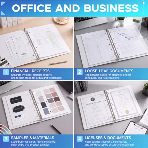 Henoyso 6 Pcs Plastic 1/2 Inch Mini 3 Ring Binders Fits 5.5" x 8.5" Paper, Holds(Capacity 100 Sheets), Flexible Three Round Rings Small White A5 Binders Bulk for School, Office Use, Photo Album - color: White, size: 0.5 Inch