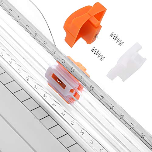 Firbon A4 Paper Cutter, 12 Inch Paper Trimmer with Extened Ruler, White | 12 Sheet Capacity | CM & Inch Scale | Spring-Loaded Safe Blade | Cuts Cardstock, Vinyl, Coupons, Labels & Scrapbooking Crafts - color: White
