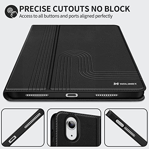 H HOLIMET Case for iPad Air 11" 2026 M4/M3 (2025)/ M2 (2024)/ iPad Air 4th & 5th Generation10.9 Inch 2022/2020 Soft Back Shockproof Protective Cover with Pencil Holder Vegan Leather Auto Sleep/Wake - color: Black 2nd
