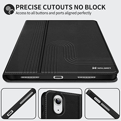 H HOLIMET Case for iPad Air 11" 2026 M4/M3 (2025)/ M2 (2024)/ iPad Air 4th & 5th Generation10.9 Inch 2022/2020 Soft Back Shockproof Protective Cover with Pencil Holder Vegan Leather Auto Sleep/Wake - color: Black 2nd