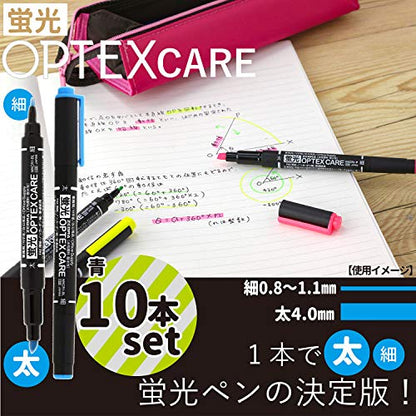 ZEBRA B-WKCR1-BL Highlighter, Optex Care, Blue, 10 Pens - color: Blue 10pcs