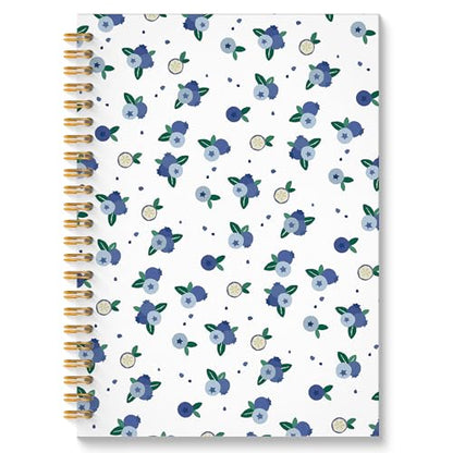 Blueberry Fruit Spiral Notebook, Blueberry Gifts Journal, Fruit Lover Gifts, Cute Blueberries Fruits Botanical Hardcover Notebook Journal, 5.5x8.3 Inch - color: Blueberry