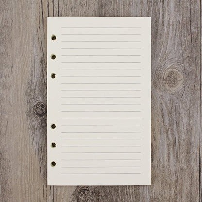 6-Ring A6 Binder/Planner Refill Paper, 6 Hole,6 3/4 x 4 1/8 Inches Refillable White Paper for Loose Leaf Binder Notebook Diary Traveler Journal Inserts, 80 Sheets/160 Pages,Lined