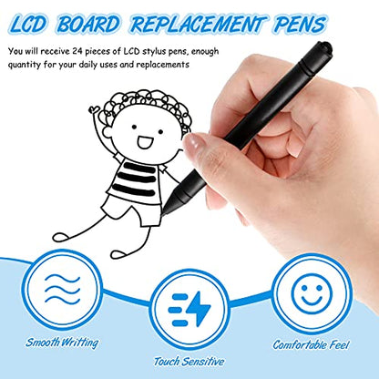 24 Pieces Replacement Stylus Pens LCD Board Pens for LCD Writing Tablet Drawing Pad Memo Message Boards Kids Adults, Black - color: Black