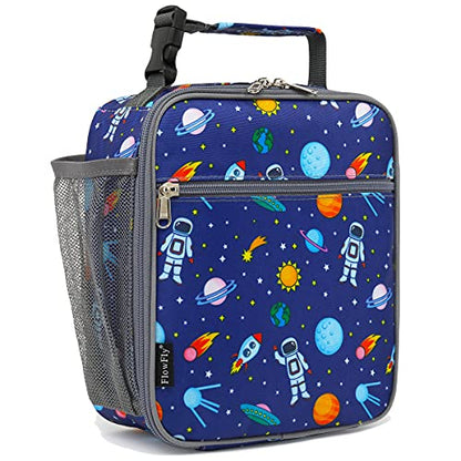 FlowFly Kids Lunch box Insulated Soft Bag Mini Cooler Back to School Thermal Meal Tote Kit for Girls, Boys, Astronaut - color: Astronaut