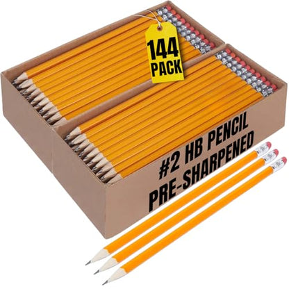 1InTheOffice Pre Sharpened Pencils #2, Pencils with Eraser, 2 HB, Wood-Cased, Black Lead, Yellow Barrel, 288 Pack