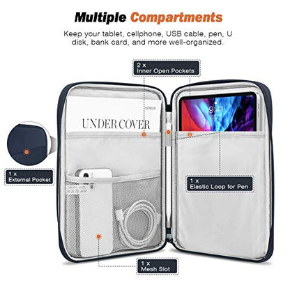 MoKo 9-11 Inch Tablet Sleeve Bag Carrying Case with Accessory Pocket | Fits iPad Air 11-inch M4, iPad Pro 11-inch M5, iPad A16 11-inch, iPad 10/9/8/7th and Tab S9/S8 11-inch, Indigo - color: Indigo, size: 9-11 Inch