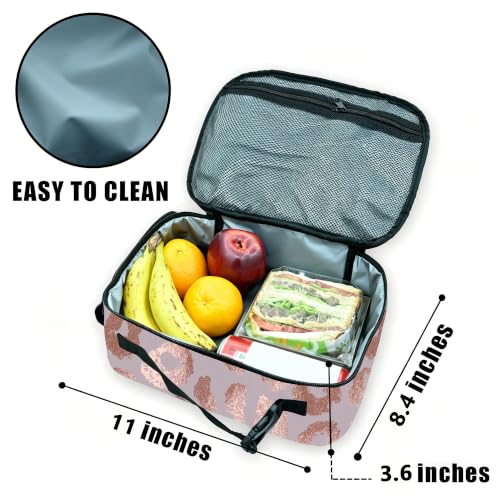 Leopard Lunch Bag Insulated Reusable Lunch Box Kids Girls Boys Cooler Thermal Tote Bag For Men Women School Work Picnic - color: Leopard