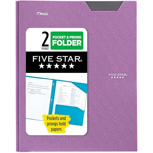Five Star 2-Pocket Folder, Plastic Folder with Stay-Put Tabs and Prong Fasteners, Holds 8-1/2" x 11" Paper, Amethyst Purple (38750) - color: Purple, size: 1 Count (Pack of 1)
