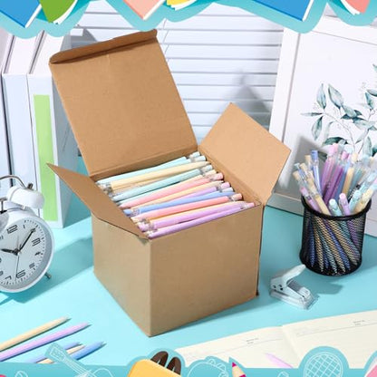 Fuyoooo 200 Pcs 0.7mm Mechanical Pencils with Eraser Bulk, Colorful Mechanical Pencil 0.7mm for Office Classroom Back to School Supplies School Student Writing Drawing Sketching(Multicolor) - color: pink, yellow, green, blue, purple