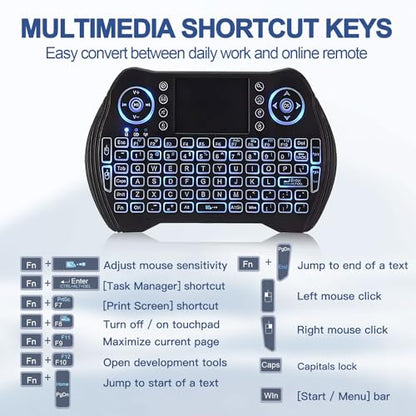 Easytone Backlit Mini Wireless Keyboard with Touchpad Mouse Combo Remote Control with Rechargeable Li-ion Battery and Multimedia Keys for Android TV Box HTPC PS3 Smart TV PC X-Box Linux Windows MacOS