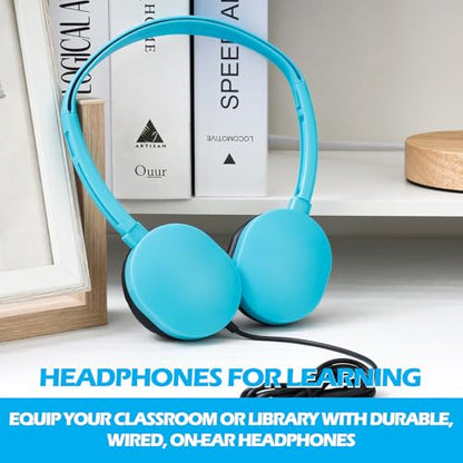 Kids Headphones Bulk 20 Pack for Classroom School,3.5mm Jack | Class Set of Headphones for Students Teens Children 3.5mm Jack