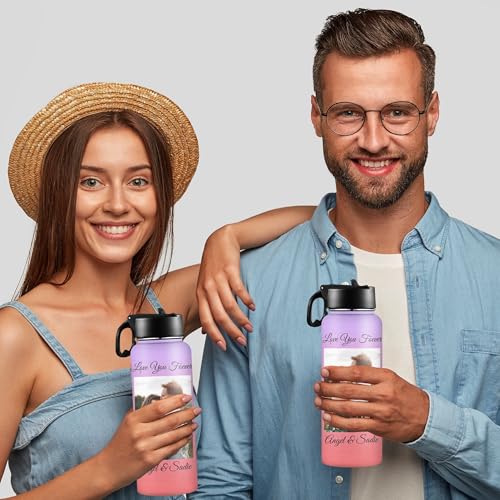 D-Story Personalized Insulated Water Bottle with Straw 18Oz Text Name Custom Picture Stainless Steel Sports Water Bottles for Kids Women Men Customized Double Wall Vacuum Cup Birthday Gifts - color: Design 24
