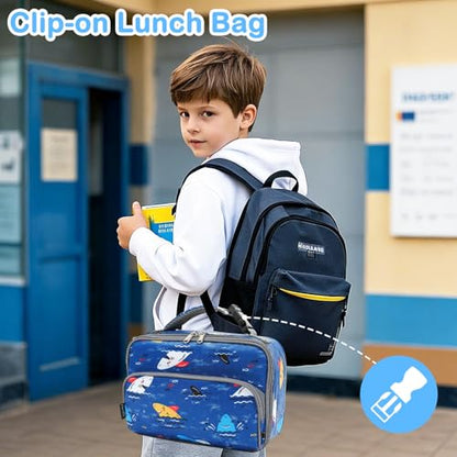 FlowFly Kids Lunch box Insulated Soft Bag Mini Cooler Back to School Thermal Meal Tote Kit for Girls, Boys, Colorful-Shark - color: Castle