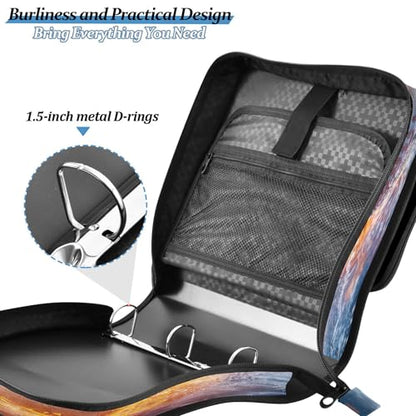 3 Ring Zipper Binder Firing Baseball Binder Organizer Portfolio with File and Shoulder Strap & Handle Large Capacity File Folder - color: Firing Baseball