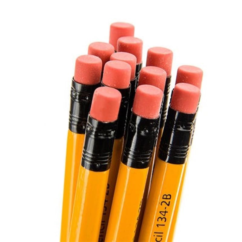 SagaSave 12 Pcs Multipurpose HB Pencils with Metal Sharpener Soft Hold for Painting Sketching Classroom Office (Red)
